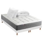 Pack ressort 7 zones sommier couette oreiller 2x80x200