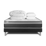 Pack sommier kit matelas hybride 160x200 noir oreiller couette