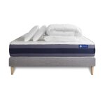Pack sommier kit matelas latex et m�moire de forme 140x190 gris