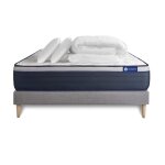 Pack sommier kit matelas latex et m�moire de forme 140x190 gris