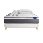 Pack sommier kit matelas latex et m�moire de forme 160x200 blanc