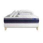 Pack sommier kit matelas latex et mmoire de forme 160x200 blanc