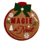 Paillasson boule de noël en fibre de coco à motif imprimé rouge et vert d45 Paillasson boule de noël en fibre de coco à motif imprimé rouge et vert d45
