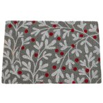 Paillasson coco fleuri gris, blanc, rouge 60x40x1. 5cm