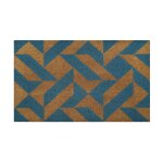 Paillasson en fibres de coco imprim� graphique bleu 45x75