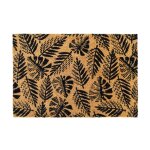 Paillasson en fibre de coco motif fougres naturel noir 60x40