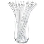 Pailles en verre transparent courbe (25 pices) 23 cm