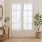 Paire de petits voilages droits finition passe tringle polyester blanc