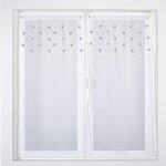 Paire de vitrages droits sabls avec top  coeurs polyester gris 90x60