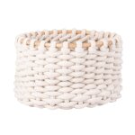 Panier en coton crochet ivoire et rotin Panier en coton crochet ivoire et rotin