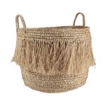 Panier  franges en raphia naturel avec anses 44cm