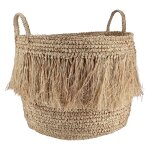 Panier  franges en raphia naturel avec anses 48cm