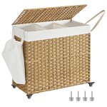 Panier  linge 160l 3 compartiments imitation de rotin de pp boise
