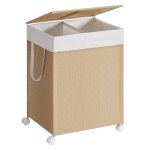 Panier � linge 2 compartiments 100l trieur sur roulettes beige