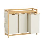 Panier  linge avec 3 compartiments capacit de 150 litres blanc crme