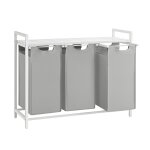 Panier  linge 3 compartiments avec tagre 3 x 38 l gris