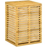 Panier � linge bambou couvercle sac amovible polyester beige