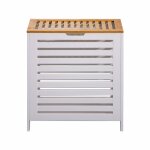 Panier  linge avec couvercle blanc et marron