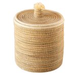 Panier  linge en fibres naturelles et laine osier blanc 40 x 40