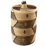 Panier  linge motifs ethniques en fibres naturelles - 40 x 60 cm