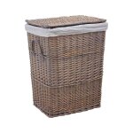 Panier  linge en osier doubl gris