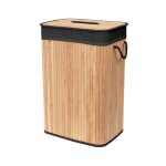 Panier à linge pliable en bambou avec couvercle et poignées Panier à linge pliable en bambou avec couvercle et poignées