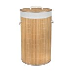 Panier  linge rond en bambou avec couvercle 54 litres