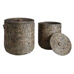Paniers à linge ronds en jonc (lot de 2) Paniers à linge ronds en jonc (lot de 2)