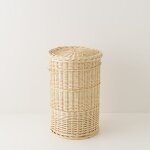 Panier  linge rond en osier blanc h62