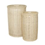 Paniers  linge ronds rotin (x2)