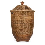 Panier � linge en rotin naturel marron 50x50 cm