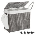 Panier  linge avec roulettes 160l en plastique gris