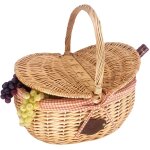 Panier en osier campagne vichy orange avec couverts et napperons Panier en osier campagne vichy orange avec couverts et napperons