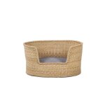Panier ovale pour chien et chat en jonc de mer coussin gris