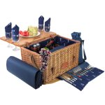 Panier pique - nique en cuir saint - honor bleu fonc 4 personnes