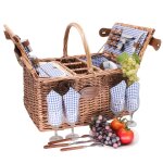 Panier pique - nique en osier saint - germain vichy bleu - 4 personnes Panier pique - nique en osier saint - germain vichy bleu - 4 personnes