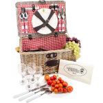 Panier pique - nique sully vichy rouge 4 personnes Panier pique - nique sully vichy rouge 4 personnes