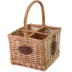 Panier porte - bouteille en osier avec 4 casiers Panier porte - bouteille en osier avec 4 casiers