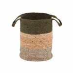Panier de rangement en jute beige vert et gris h 45 cm