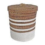Panier de rangement naturel avec couvercle marron et blanc d. 35cm