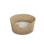 Panier rond pour chien et chat en jonc de mer coussin écru Panier rond pour chien et chat en jonc de mer coussin écru