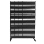 Panneau brise - vue / paravent en acier peint noir avec motif à lignes Panneau brise - vue / paravent en acier peint noir avec motif à lignes