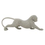 Panthre en rsine argente 32x9x11 cm