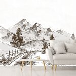 Papier peint dessin d'alpage 312x270 cm