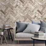 Papier peint trompe l'?il brique chevron 0, 53x10 mtres cm