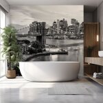 Papier peint vue sur manhattan n&b 364x270 cm