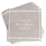 Paquet de 20 serviettes en papier grises 33 x 33 cm bon appetit