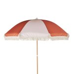 Parasol 2x2m en aluminium imitation bois et toile en polyester recycl rose et orange