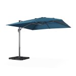 Parasol bleu canard 3x3m structure grise + 4 dalles