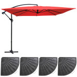 Parasol dport 3x3m et 4 dalles  lestes rouge
